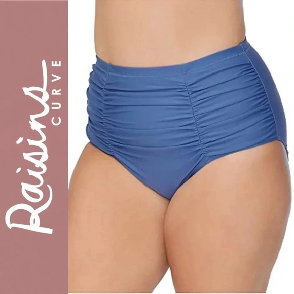 Raisins Curve Ruched Bikini Bottoms Size 18W Tummy Control Gray - Picture 1 of 10
